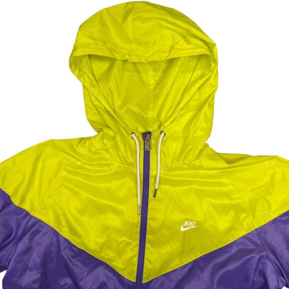 Nike Windrunner Jacket Womens Large L Yellow Purple Hooded Windbreaker Full Zip - Picture 7 of 11